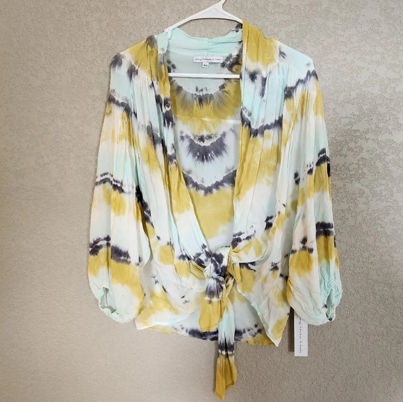 Young fabulous and broke tiedye front tie top size XS oversized style Nww - Picture 1 of 6